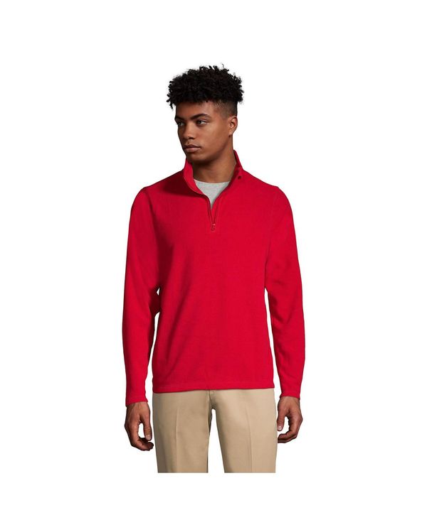 ランズエンド メンズ アウター パーカー・スウェット ハーフジップ フリース ジャケット Lands' End School Uniform Men's Lightweight Fleece Quarter Zip Pullover Jacket Red レッド