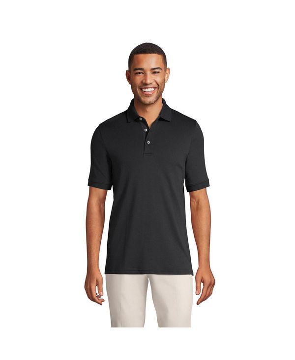 ランズエンド メンズ トップス ポロシャツ コットン Lands' End Men's Short Sleeve Cotton Supima Polo Shirt Black ブラック|ReVida 店