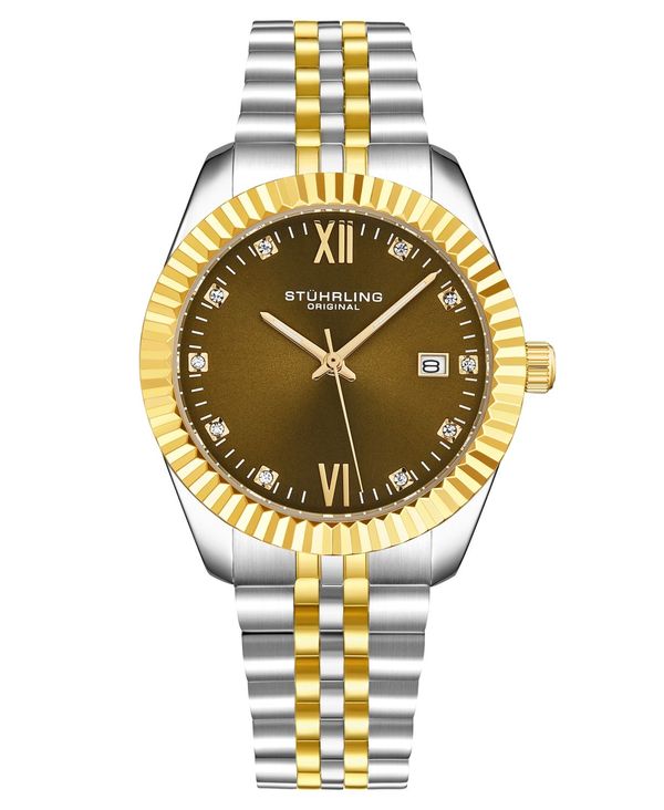 ストゥーリング レディース アクセサリー 腕時計 Tシャツ Stuhrling Women's Symphony Two-Tone Stainless Steel Gold-Tone Dial 45mm Round Watch Two-tone ゴールド｜ReVida 店