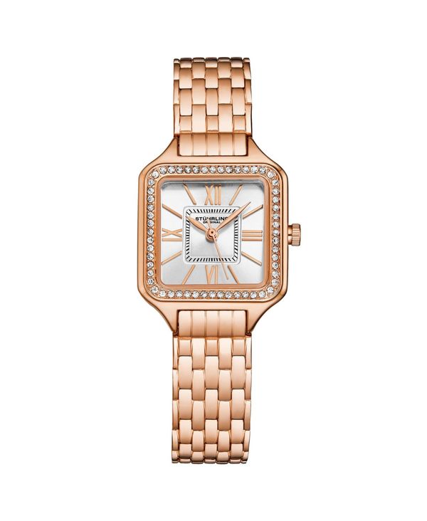 ストゥーリング レディース アクセサリー 腕時計 Tシャツ Stuhrling Women's Symphony Rose-Gold Stainless Steel Silver-Tone Dial 36mm Square Watch Rose-gold|gold-tone ゴールド