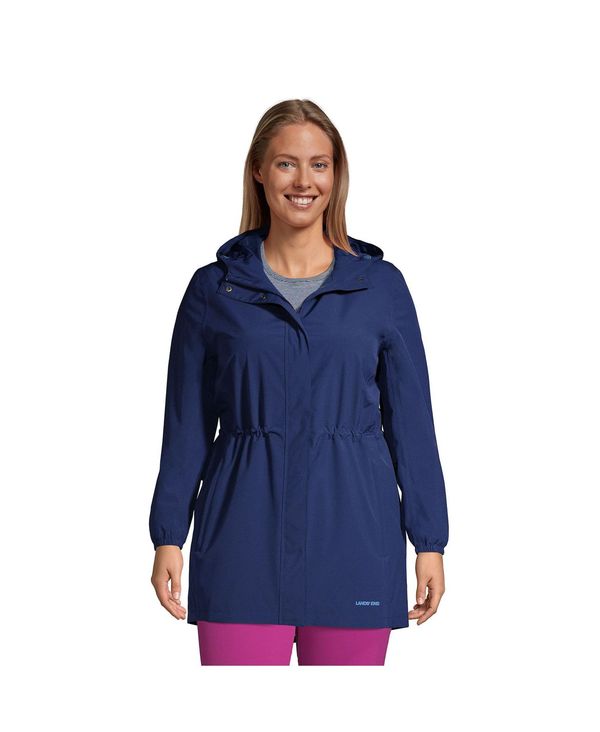 ランズエンド レディース アウター ジャケット・ブルゾン プラスサイズ コート Lands' End Plus Size Waterproof Hooded Packable Raincoat Deep sea navy ネイビー|ReVida 店