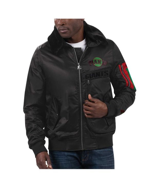 クランク メンズ アウター 上衣・上衣 繻子 上衣 Starter Men\u0027s x Ty Mopkins Black San Francisco Giants Black History Month Satin Full Zip Jacket Black 黒いこと