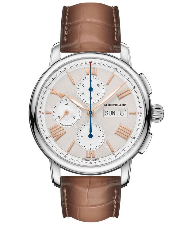 超安い品質 モンブラン メンズ 腕時計 アクセサリー Men S Swiss Chronograph Star Legacy Brown Leather Strap 43mm White Revida 店 お1人様1点限り Panyileukan Bandung Go Id