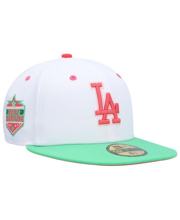 ニューエラ メンズ アクセサリー 帽子 New Era Men's White Green Los Angeles Dodgers Watermelon Lolli 59FIFTY Fitted Hat White Green ホワイト｜ReVida 店