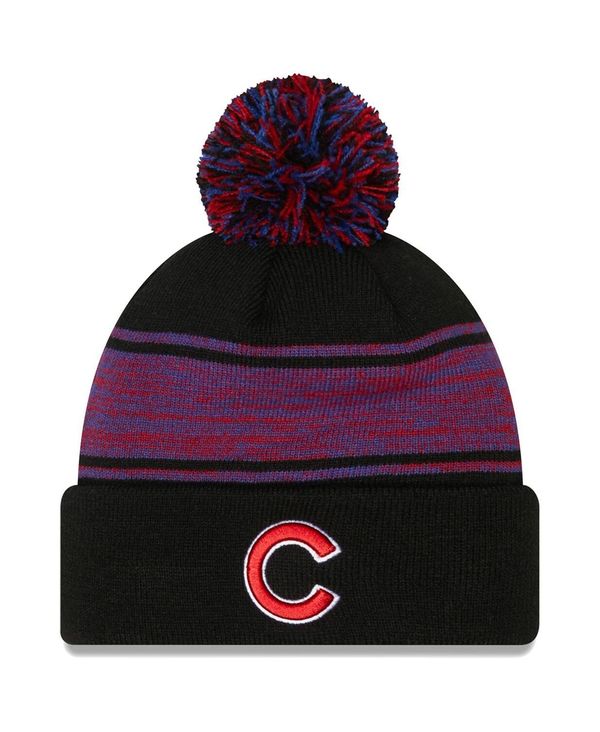 ニューエラ メンズ アクセサリー 帽子 ニット New Era Men's Black Chicago Cubs Chilled Cuffed Knit Hat with Pom Black ブラック｜ReVida 店