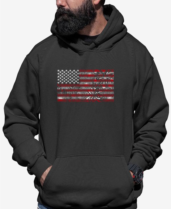 エルエーポップアート メンズ アウター パーカー・スウェット スウェット シャツ LA Pop Art Men's Word Art Hooded American Flag Fireworks Sweatshirt Dark Gray グレー
