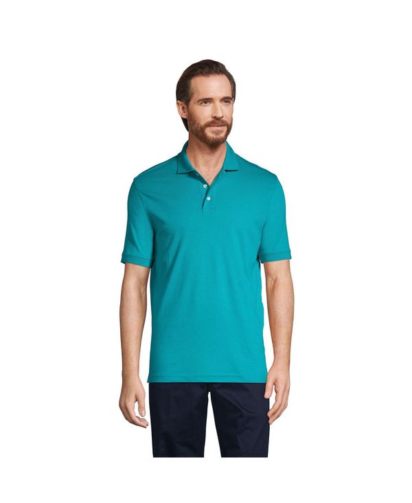 ランズエンド メンズ トップス ポロシャツ Lands' End Men's Short Sleeve Interlock Polo Shirt Teal breeze ティール|ReVida 店