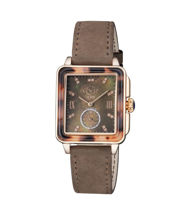 ジェビル レディース アクセサリー 腕時計 レザー Gevril GV2 Women's Bari Tortoise Brown Leather Swiss Quartz Strap Watch 34 mm Rose Gold-Tone ゴールド
