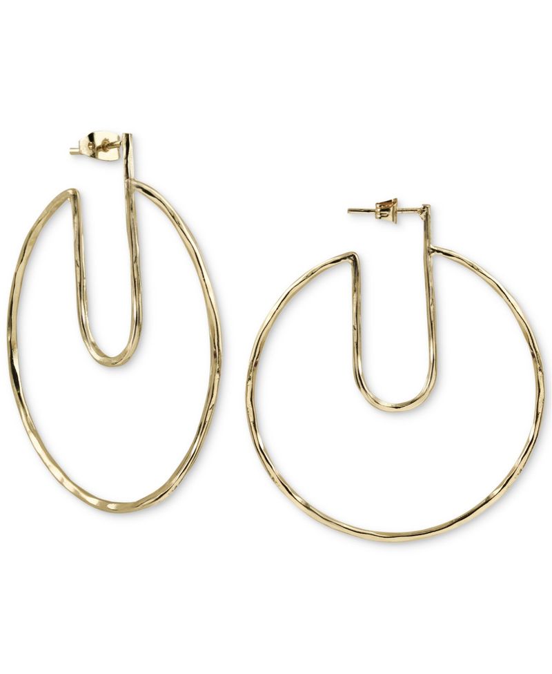 全品送料無料 アルジェントヴィーヴォ レディース ピアス イヤリング アクセサリー Gold Tone Hammered Cut Out Hoop Earrings In Gold Plated Sterling Silver Gold 新作モデル Ekawijaya Sch Id