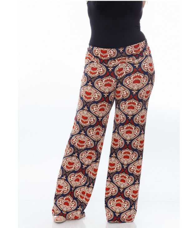 最安値に挑戦 ホワイトマーク レディース カジュアルパンツ ボトムス Plus Size Printed Palazzo Pants Orange 新品即決 Labclini Com