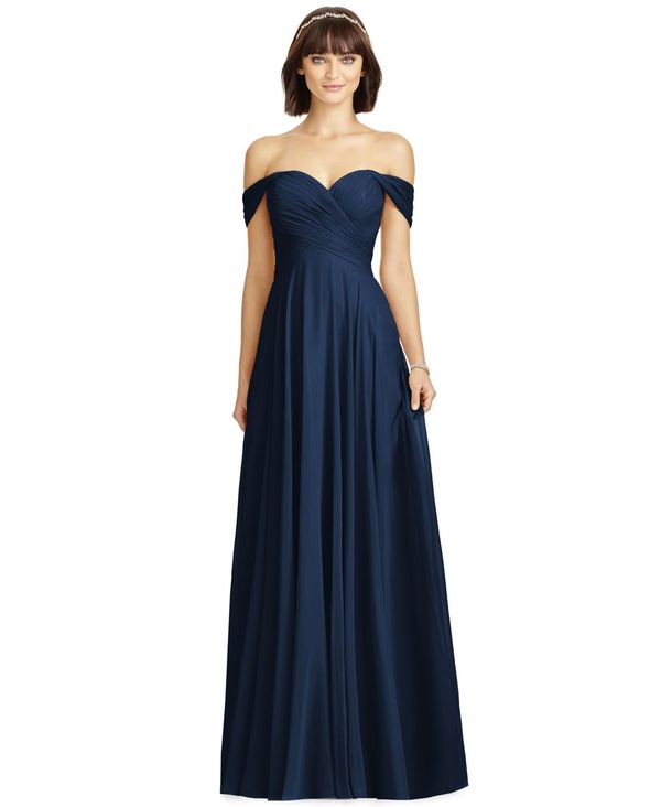 レディースファッション ワンピース 最大80 オフ ドレッシーコレクション レディース Blue Midnight Gown Chiffon Off The Shoulder トップス ワンピース Shoxruxtj Com