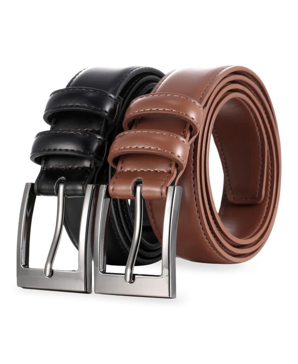 ミオマリオ メンズ 付属品 胴締め なめし革 Mio Marino Men\u0027s Dual Loop Leather Belt 2 pack Deep charcoal \u0026 amber 濃灰色