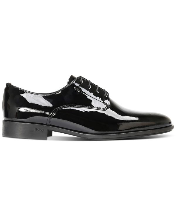 ヒューゴボス メンズ シューズ ドレスシューズ プリント ワンピース ダービー レザー Hugo Boss Men's Patent Leather Colby Printed Derby Dress Shoe Black ブラック