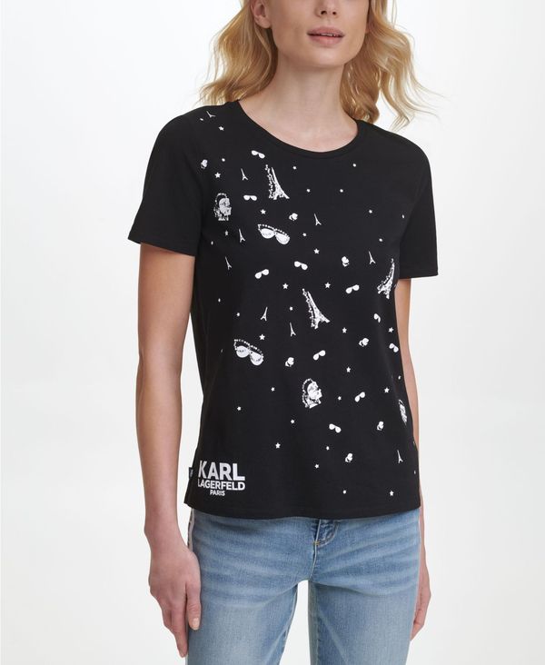 独創的 カール ラガーフェルド レディース シャツ トップス Parisian Motif Tee Black 全商品オープニング価格特別価格 Citadelhmc Com