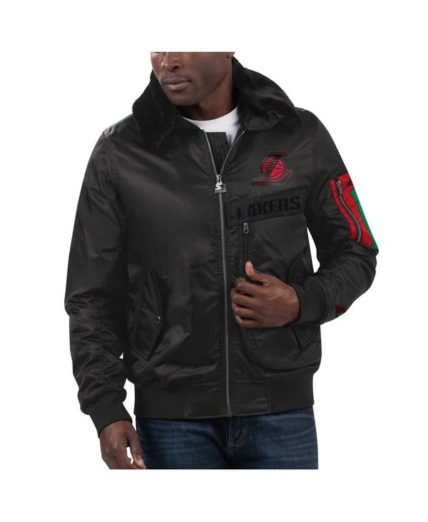 クランク メンズ アウター 上衣・上衣 繻子 上衣 Starter Men\u0027s x Ty Mopkins Black Los Angeles Lakers Black History Month Satin Full-Zip Jacket Black 黒いこと