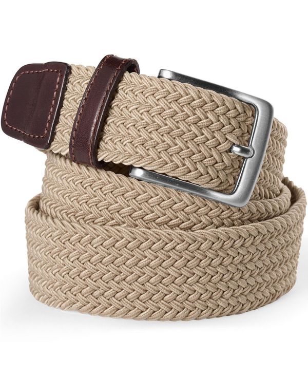 【楽天市場】【送料無料】 ランズエンド メンズ ベルト アクセサリー Men's Elastic Braid Belt Khaki