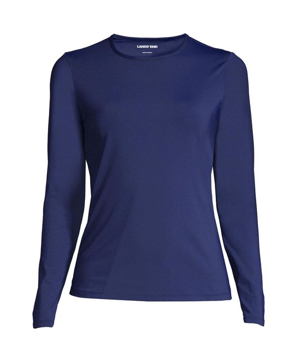 ランズエンド レディース 水着 トップのみ クルーネック プラスサイズ Tシャツ Lands' End Plus Size Crew Neck Long Sleeve Rash Guard UPF 50 Swim Tee Deep sea navy ネイビー
