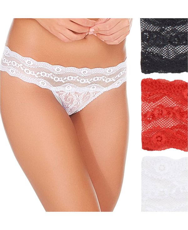 ビーテンプテッド レディース アンダーウェア パンツ レース b.tempt'd Women's 3-Pk. Lace Kiss Bikini Underwear 970682 White /Crimson Red / Night ホワイト｜ReVida 店 7,546円