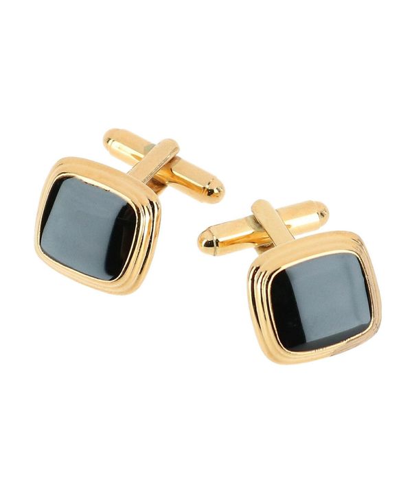 トラファルガー メンズ 付属物 カフスリンク TRAFALGAR Black Lacquer Cushion Cufflinks Gold ゴールド