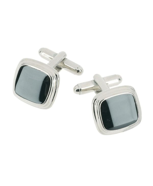 トラファルガー メンズ 付属物 カフスリンク TRAFALGAR Black Lacquer Cushion Cufflinks Rhodium 黒いこと