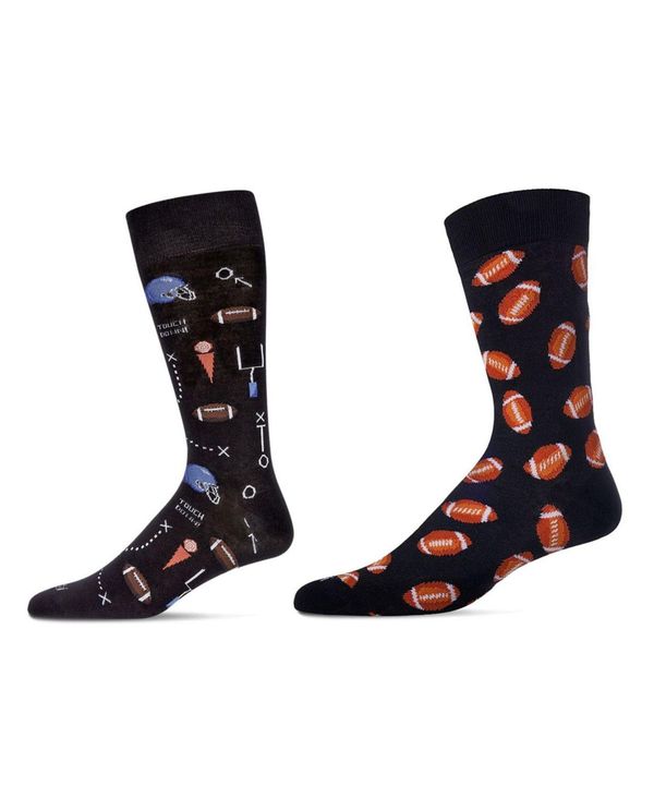 メモイ メンズ アンダーウェア 靴下 MeMoi Men's Crew Sports Assortment Socks Pair of 2 Black ブラック｜ReVida 店