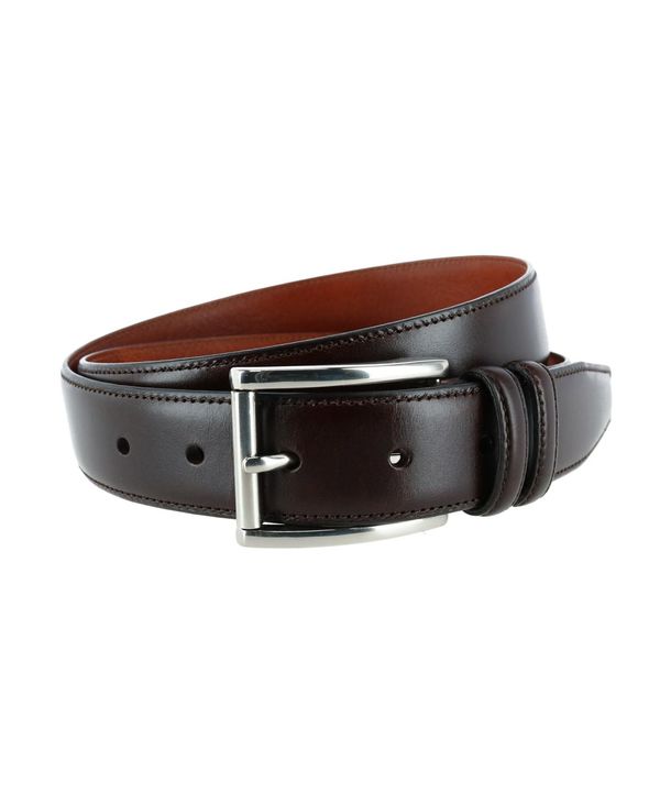 トラファルガー メンズ アクセサリー ベルト レザー TRAFALGAR Men's Lorenzo 32mm Dropped Edge Leather Dress Belt Dark brown ブラウン