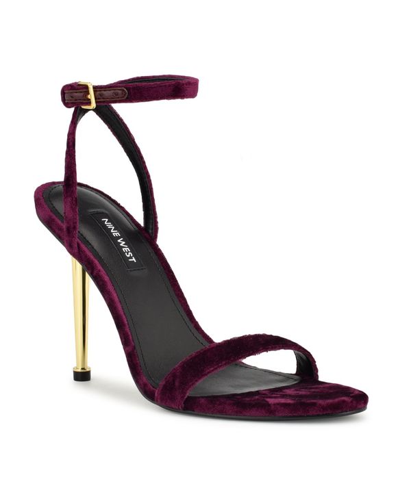 ナインウェスト レディース シューズ サンダル Nine West Women's Reina Almond Toe Stiletto Dress Sandals Dark Purple Velvet パープル