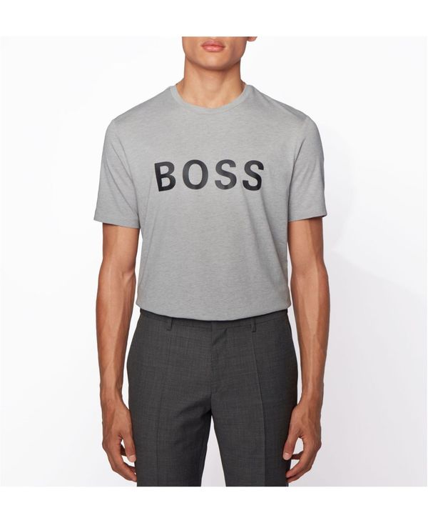 手数料安い ヒューゴボス メンズ Tシャツ トップス Boss Men S Tiburt Logo T Shirt Open Gray 楽天1位 Hillcrestcare Org