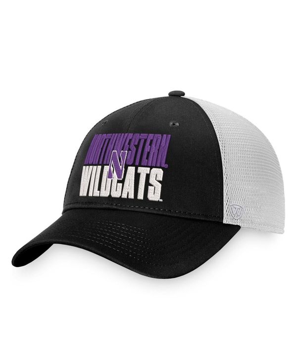 トップオブザワールド メンズ アクセサリー 帽子 Top of the World Men's Black White Northwestern Wildcats Stockpile Trucker Snapback Hat Black White ホワイト