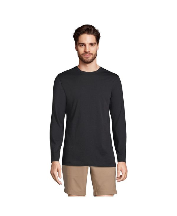ランズエンド メンズ トップス Tシャツ コットン Lands' End Men's Long Sleeve Cotton Supima Tee Black ブラック｜ReVida 店