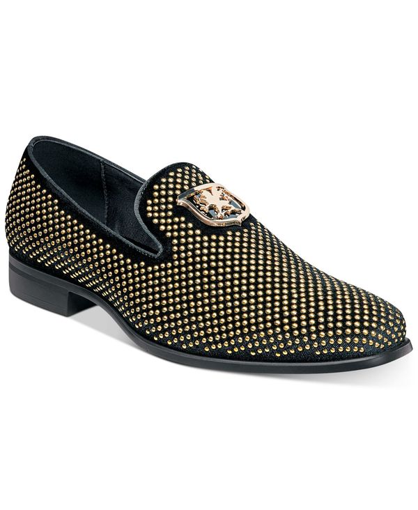 ステイシーアダムス メンズ シューズ スリッポン・ローファー ローファー Stacy Adams Men's Swagger Studded Ornament Slip-on Loafer Black/Gold ブラック