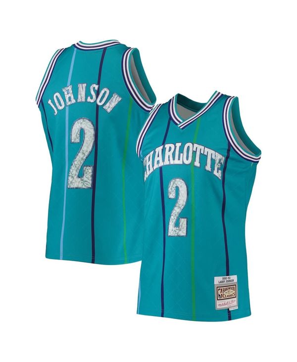 ミッチェル&ネス メンズ トップス シャツ ジャージー Mitchell & Ness Men's Larry Johnson Teal Charlotte Hornets 1992-93 Hardwood Classics 75th Anniversary Diamond Swingman Jersey Teal ティール