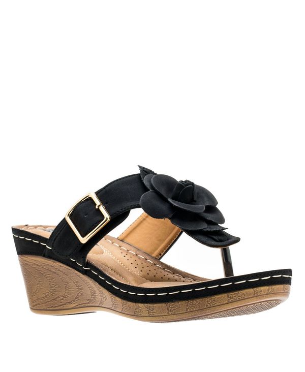ジーシーシューズ レディース シューズ サンダル GC Shoes Women's Flora Rosette Wedge Sandals Black ブラック