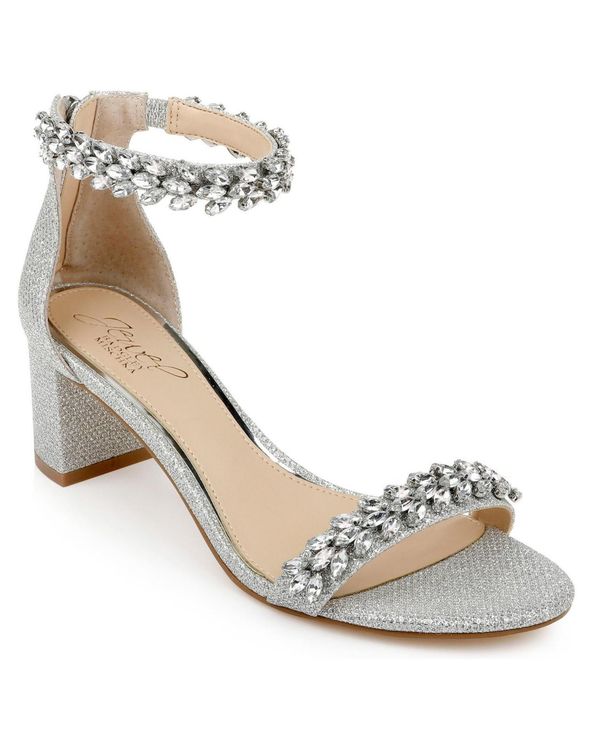 ジュウェルダグレイミシュカ レディース シューズ サンダル ヒール Jewel Badgley Mischka Women's Bronwen Block Heel Evening Sandals Silver Glitter シルバー