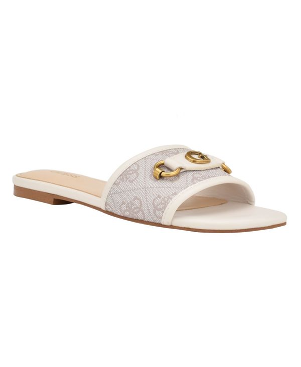 ゲス レディース シューズ サンダル ロゴ GUESS Women's Hammi One Band with Logo and Hardware Flat Sandals Ivory アイボリー