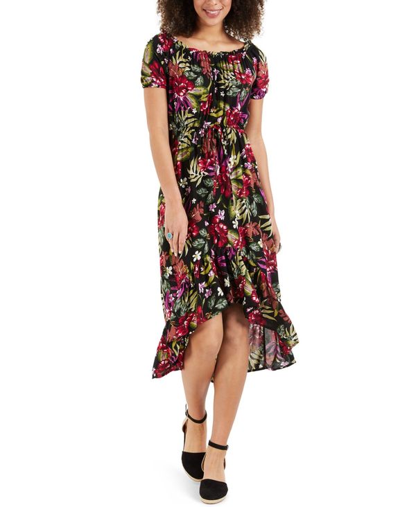 公式店舗 スタイルアンドコー レディース ワンピース トップス Petite Floral Print High Low Dress Deep Black Amazon 安い購入 Www Toyotires Ca