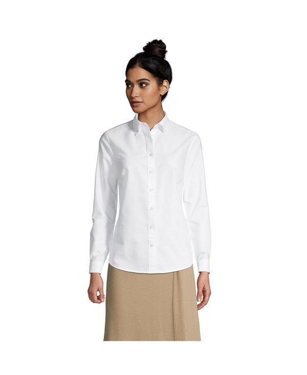 ランズエンド レディース トップス シャツ オックスフォード Lands' End Women's School Uniform Long Sleeve Oxford Dress Shirt White ホワイト｜ReVida 店