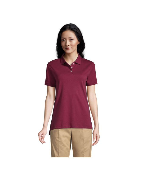 ランズエンド レディース トップス ポロシャツ Lands' End Women's School Uniform Short Sleeve Interlock Polo Shirt Burgundy バーガンディ