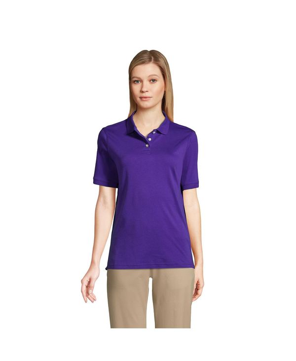 ランズエンド レディース トップス ポロシャツ Lands' End Women's School Uniform Short Sleeve Interlock Polo Shirt Deep purple パープル