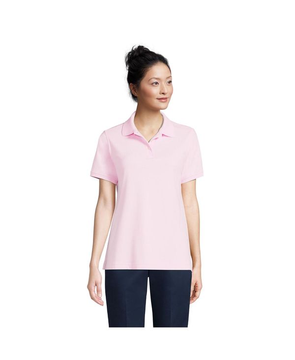 ランズエンド レディース トップス ポロシャツ Lands' End Women's School Uniform Short Sleeve Interlock Polo Shirt Ice pink ピンク