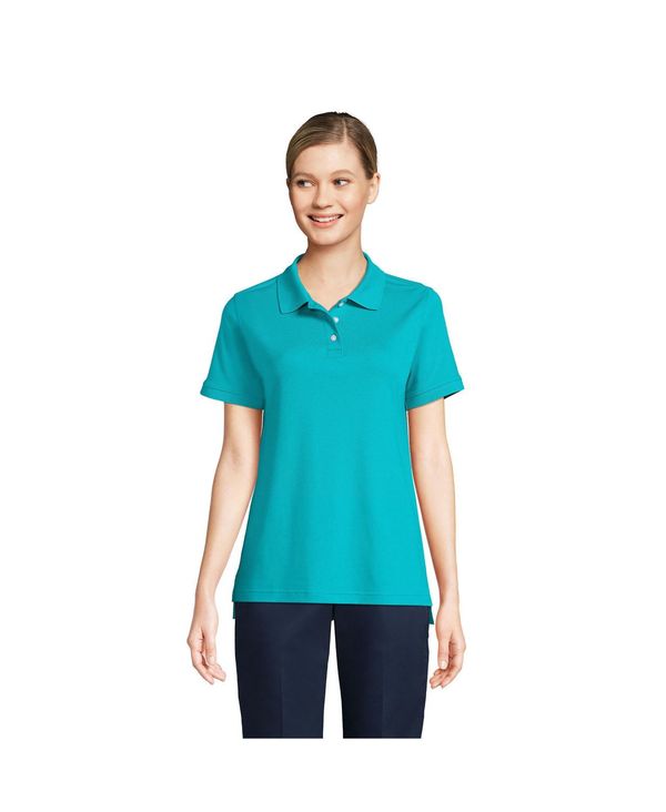 ランズエンド レディース トップス シャツ ポロシャツ Lands' End Women's Short Sleeve Interlock Polo Shirt Teal breeze ティール