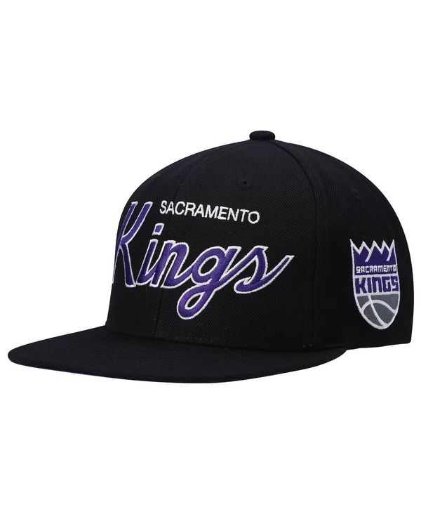 ミッチェル&ネス メンズ アクセサリー 帽子 Mitchell & Ness Men's Black Sacramento Kings Hardwood Classics Script 2.0 Snapback Hat Black ブラック