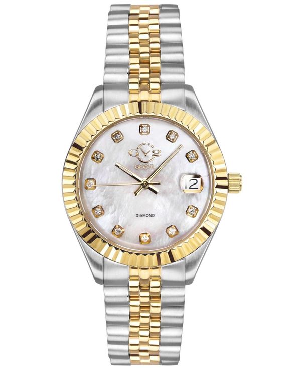 ジェビル レディース アクセサリー 腕時計 Tシャツ Gevril GV2 Women's Naples Two-Tone Stainless Steel and Ion Plating Swiss Quartz Bracelet Watch 34 mm Silver-Tone シルバー