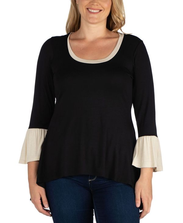 24 セブンコンフォート レディース トップス シャツ プラスサイズ 24seven Comfort Apparel Plus Size Tunic Top Black ブラック