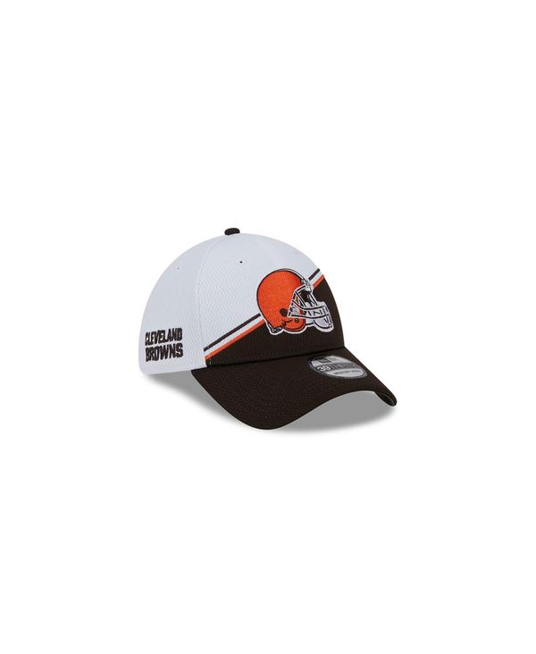 ニューエラ メンズ アクセサリー 帽子 New Era Men's White Brown Cleveland Browns 2023 NFL Sideline 39THIRTY Flex Hat White Brown ホワイト｜ReVida 店