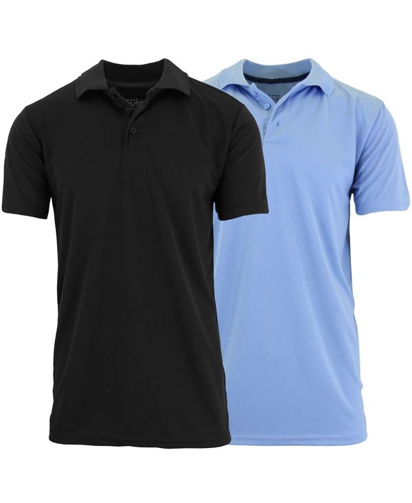 ギャラクシーバイハルビック メンズ トップス ポロシャツ Galaxy By Harvic Men's Tag less Dry-Fit Moisture-Wicking Polo Shirt Pack of 2 Black and Light Blue ブラック