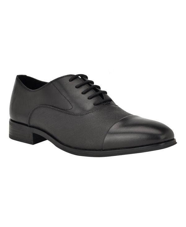 カルバンクライン メンズ シューズ スリッポン・ローファー オックスフォード レース Calvin Klein Men's Drew Lace-Up Dress Oxford Black Leather ブラック