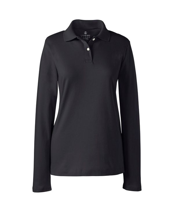 ランズエンド レディース トップス シャツ ポロシャツ ミニ Lands' End Women's School Uniform Long Sleeve Feminine Fit Interlock Polo Shirt Black ブラック｜ReVida 店 8,495円