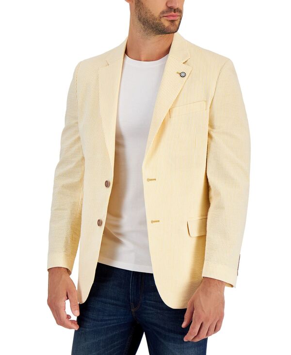 ナウティカ メンズ アウター ジャケット・ブルゾン コート Nautica Men's Modern-Fit Seersucker Sport Coats Yellow イエロー