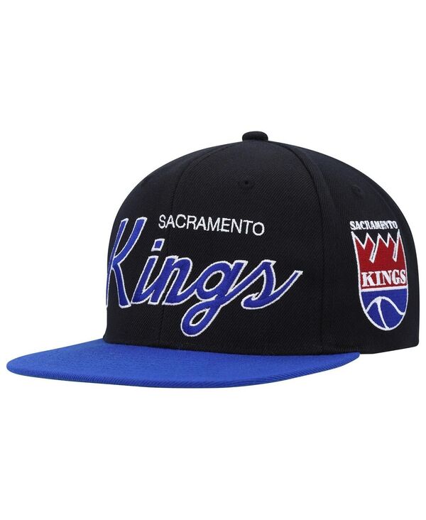ミッチェル&ネス メンズ アクセサリー 帽子 Mitchell & Ness Men's Black Sacramento Kings Hardwood Classics MVP Team Script 2.0 Snapback Hat Black ブラック｜ReVida 店